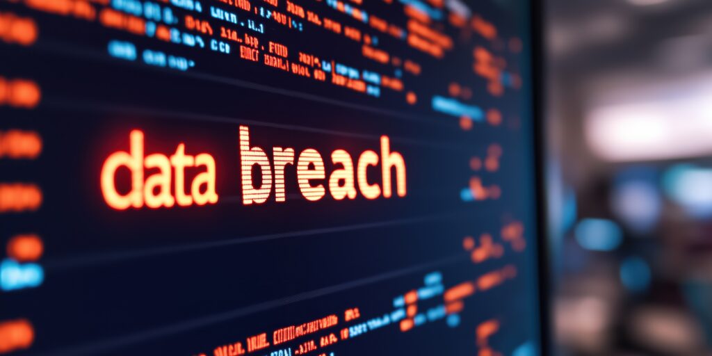 Data Breach warning on computer screen
